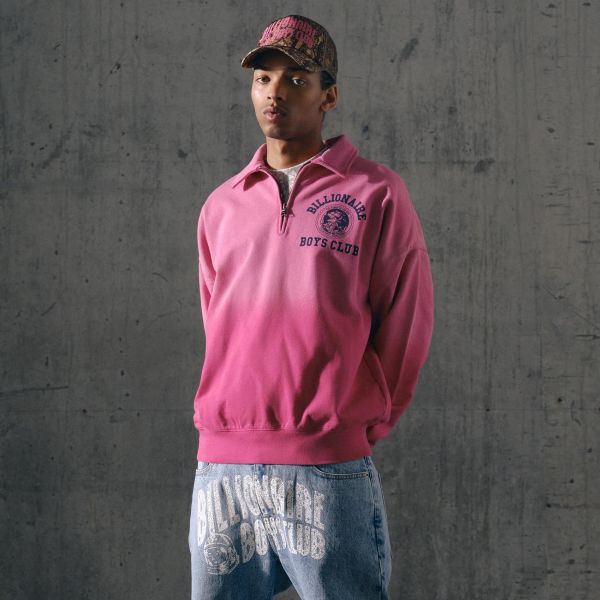 Billionaire Boys Club World College Washed Quarter Zip Sweater Roze