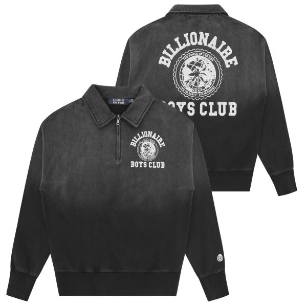 Billionaire Boys Club World College Washed Quarter Zip Sweater Zwart