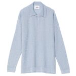 Bonsai Keyhole Longsleeve Knit Polo Blauw