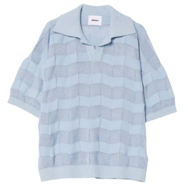 Bonsai Stripes Knit Polo Blauw