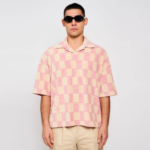Bonsai Terry Check Polo Beige/Roze