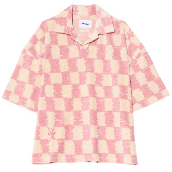 Bonsai Terry Check Polo Beige/Roze