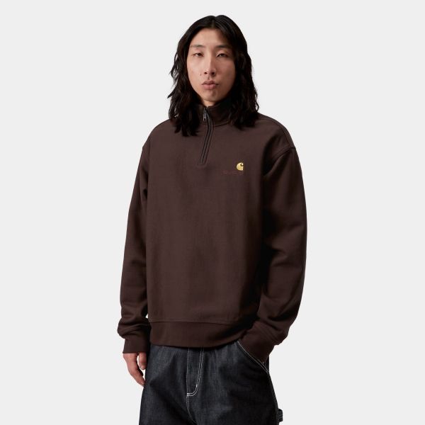 Carhartt WIP Half Zip American Script Sweater Bruin