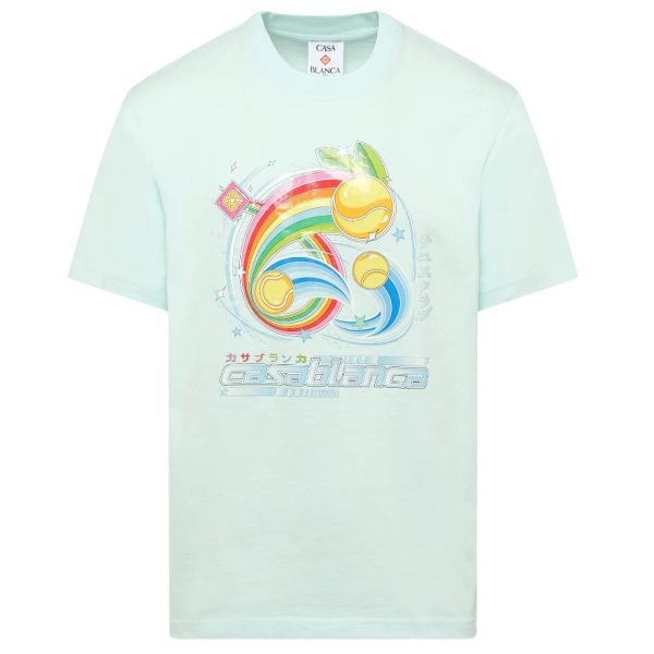 Casablanca Manga Tennis Ball T-shirt Licht Blauw