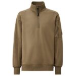 CP Company Diagonal Raised Fleece Half Zip Sweater Grijs