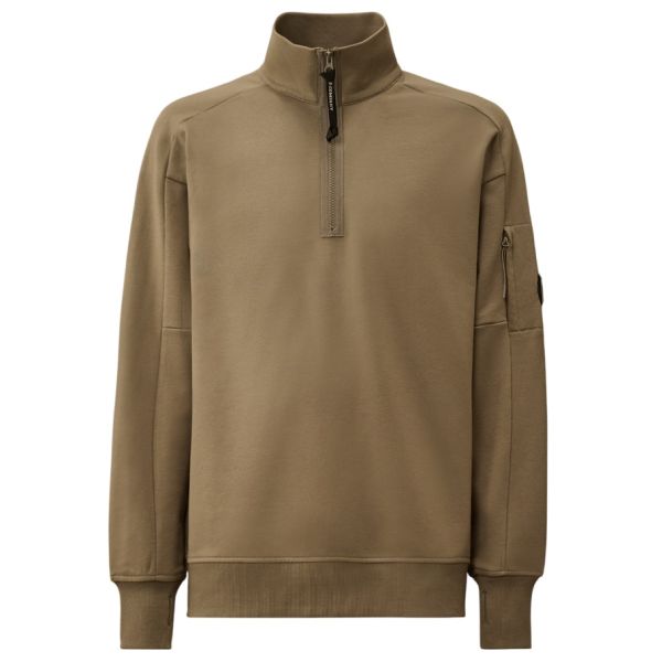 CP Company Diagonal Raised Fleece Half Zip Sweater Grijs