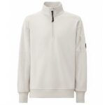CP Company Diagonal Raised Fleece Half Zip Sweater Wit