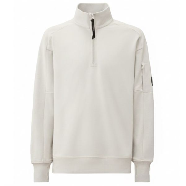 CP Company Diagonal Raised Fleece Half Zip Sweater Wit