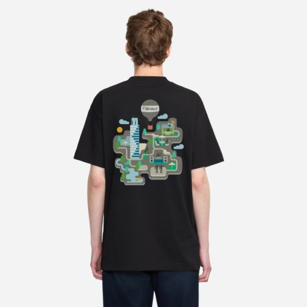 Flâneur Festival Map T-shirt Zwart