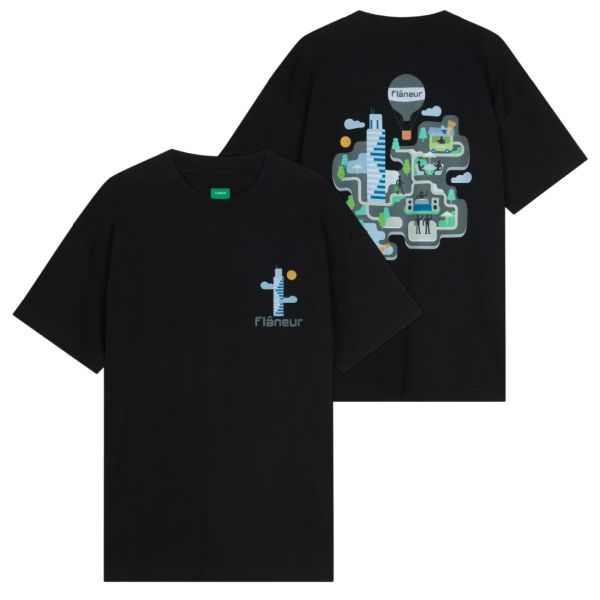 Flâneur Festival Map T-shirt Zwart