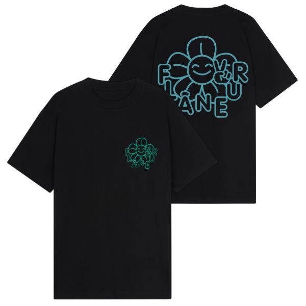 Flâneur Happy Flower T-shirt Zwart