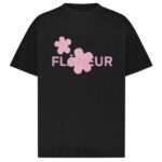 Flâneur Organic Flower T-shirt Zwart/Roze