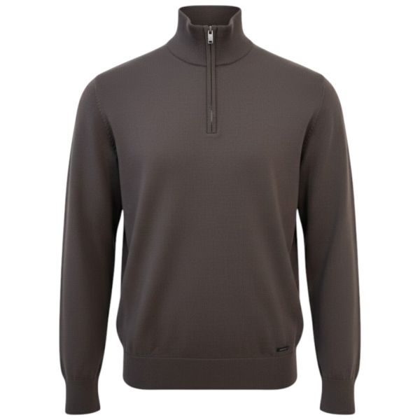 Genti Turtle Zip Sweater Bruin