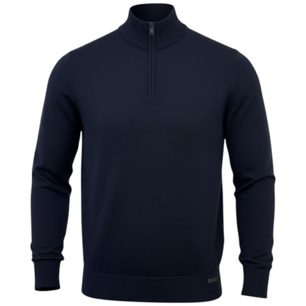 Genti Turtle Zip Sweater Navy