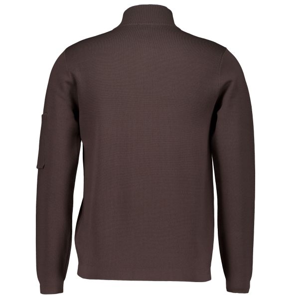 Genti Turtle Zip Sweater Donker Bruin