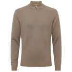 Gentiluomo Cable Turtle Zip Sweater Bruin