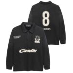Hopeium Football Polo Sweater Zwart