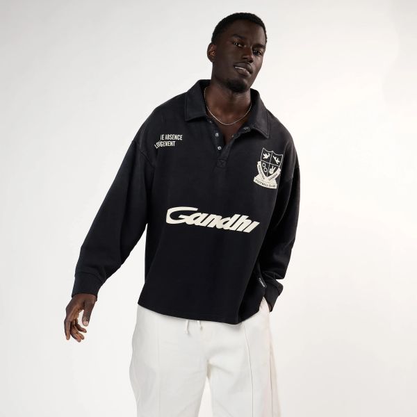 Hopeium Football Polo Sweater Zwart