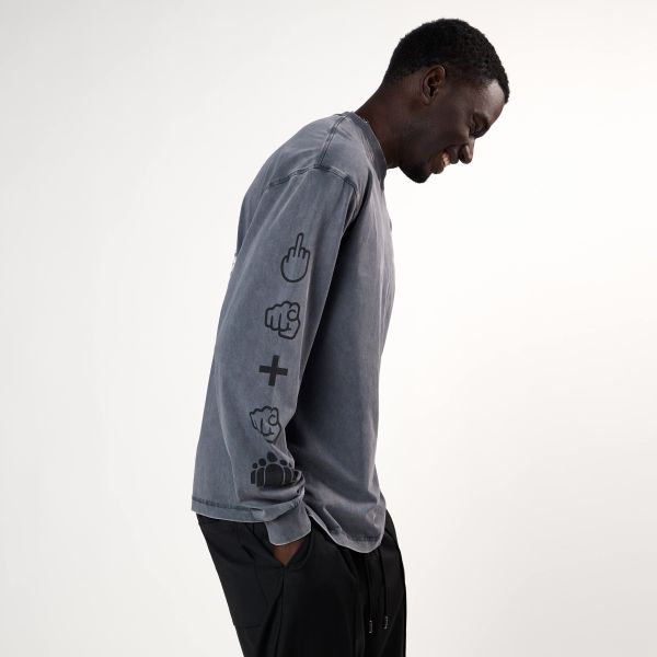 Hopeium Text Longsleeve T-shirt Antraciet