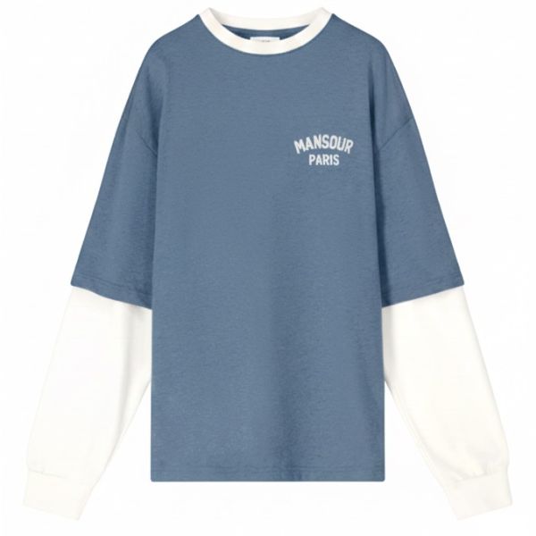 Mansour Paris College Longsleeve T-shirt Blauw