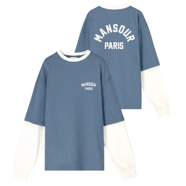 Mansour Paris College Longsleeve T-shirt Blauw