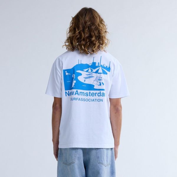 New Amsterdam Surf Association Beach Sign T-shirt Wit