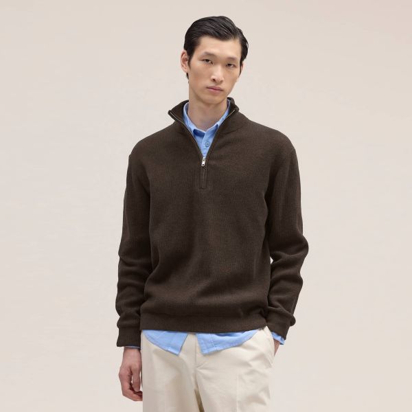 NN.07 Danny Half Zip Sweater Donker Bruin