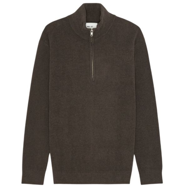 NN.07 Danny Half Zip Sweater Donker Bruin
