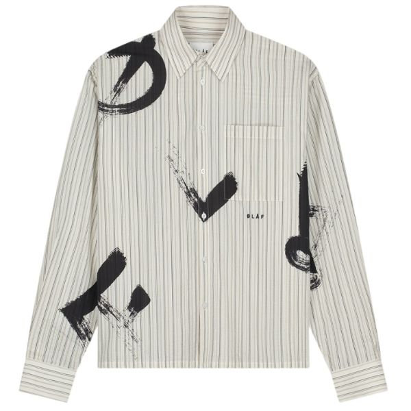 Olaf Brushstroke Logo Stripe Overhemd Off White