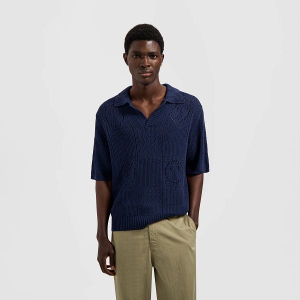 Olaf Face Logo Knit Polo Navy
