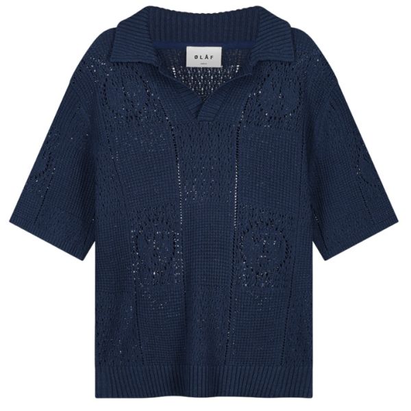 Olaf Face Logo Knit Polo Navy