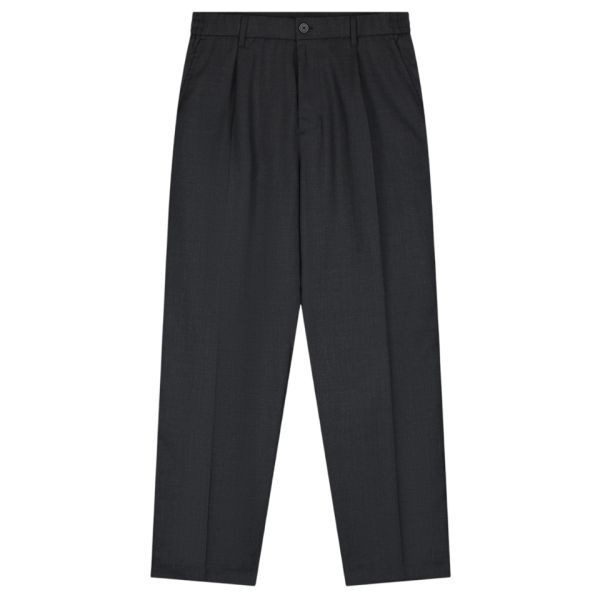 Olaf Regular Wool Blend Pleated Chino Antraciet