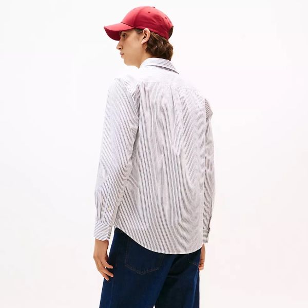 Tommy Hilfiger Core Hairline Popline Overhemd Wit/Blauw