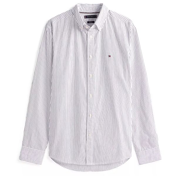 Tommy Hilfiger Core Hairline Popline Overhemd Wit/Blauw