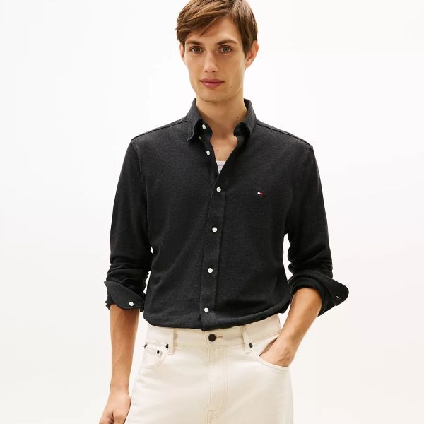 Tommy Hilfiger Knit Pique Feather Overhemd Antraciet