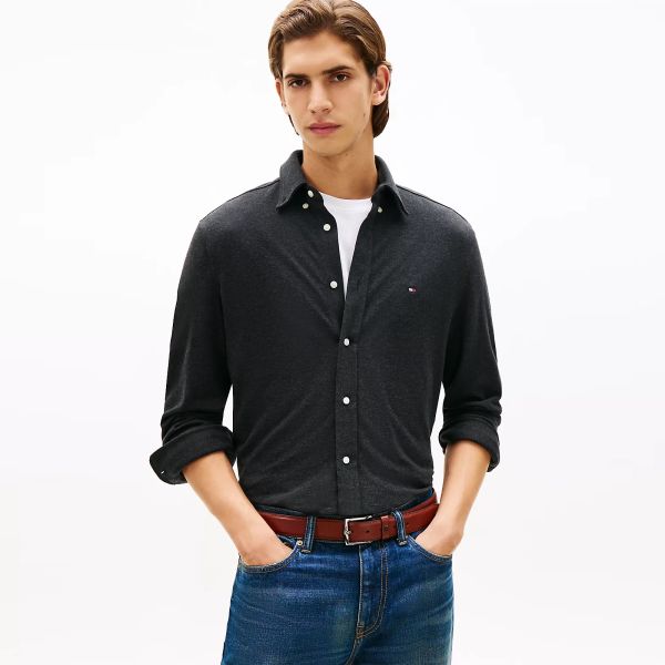 Tommy Hilfiger Knit Pique Feather Overhemd Zwart