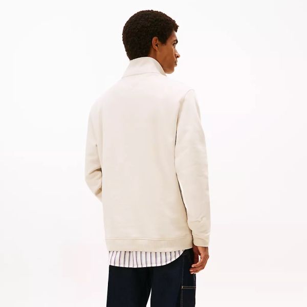 Tommy Jeans Regular Badge Quarter Zip Sweater Off White