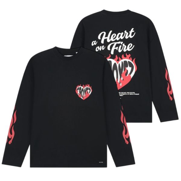 Croyez Heart On Fire Longsleeve T-shirt Zwart