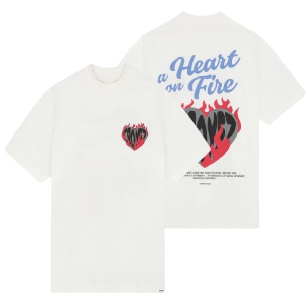Croyez Heart On Fire T-shirt Off White