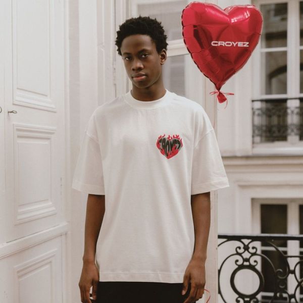 Croyez Heart On Fire T-shirt Off White