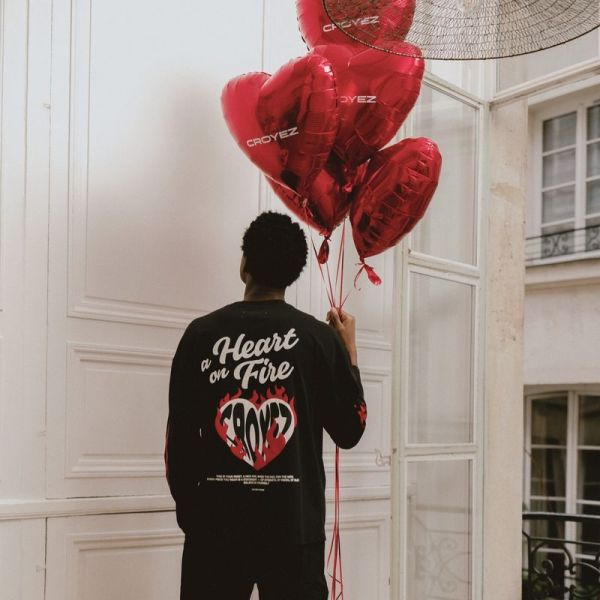 Croyez Heart On Fire Longsleeve T-shirt Zwart