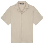 Malelions Ribbed Camp Collar Overhemd Beige