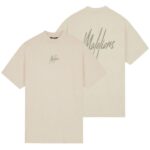 Malelions Oversized Striped Signature T-shirt Beige