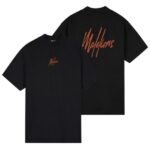 Malelions Oversized Striped Signature T-shirt Zwart
