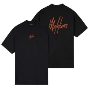 Malelions Oversized Striped Signature T-shirt Zwart