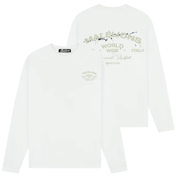 Malelions Permanent Vacation Longsleeve T-shirt Wit