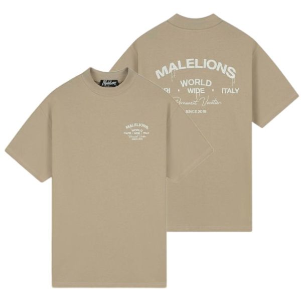 Malelions Permanent Vacation T-shirt Bruin
