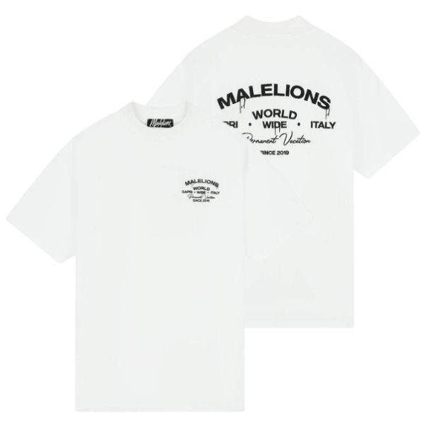 Malelions Permanent Vacation T-shirt Wit