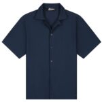 Malelions Ribbed Camp Collar Overhemd Navy