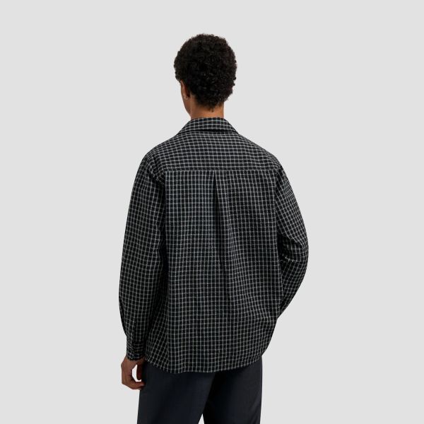 Olaf Checked Seersucker Overhemd Zwart